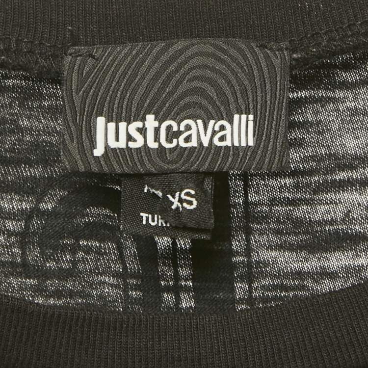 مملوكة مسبقًا Just Cavalli Printed Embellished Cotton T-Shirt S 