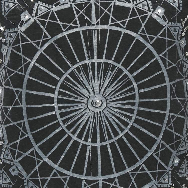 مملوكة مسبقًا Just Cavalli Printed Embellished Cotton T-Shirt S 