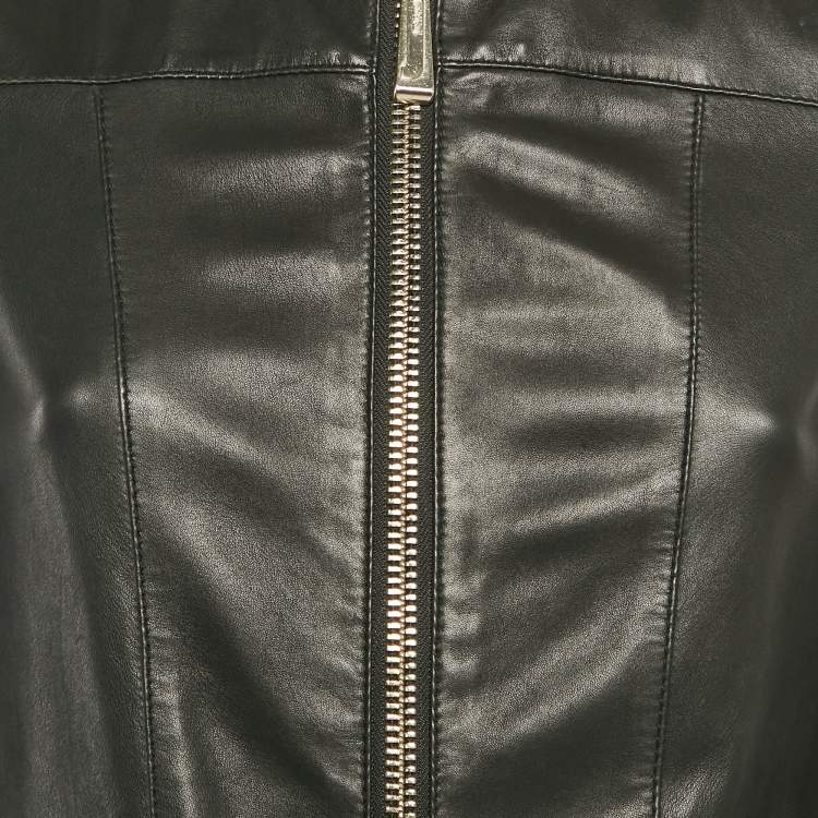 مملوكة مسبقًا Just Cavalli Black Leather Lace-Up Jacket S