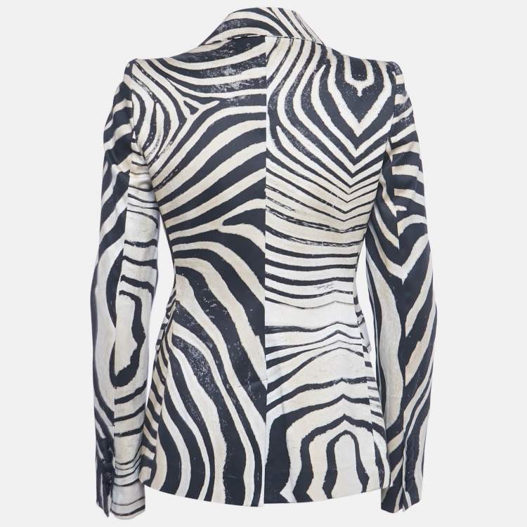 Pre Owned Just Cavalli Brown Animal Print Gabardine Blazer S