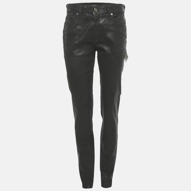 Pre Owned Just Cavalli Black Coated Denim Jeans M/Waist 31"