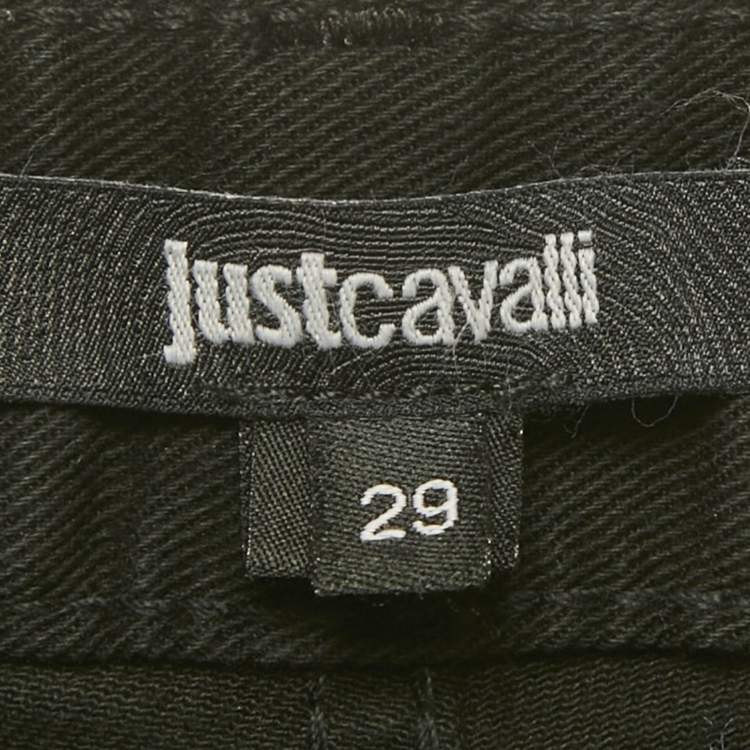 Pre Owned Just Cavalli Black Coated Denim Jeans M/Waist 31"