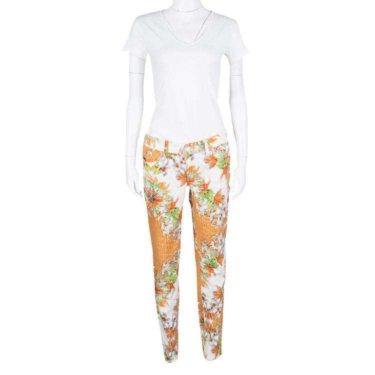 Pre Owned Just Cavalli Multicolor Floral And Python Print Straight Fit Jeans M