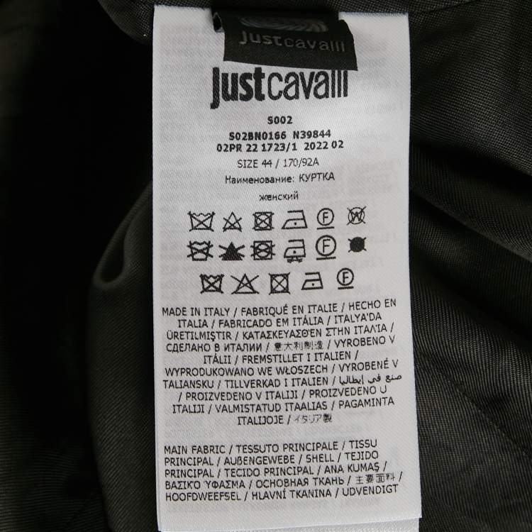 مملوكة مسبقًا Just Cavalli Beige Jaguar Print Silk Blend Blazer M