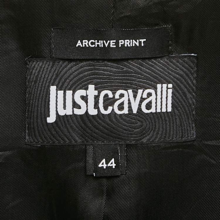 مملوكة مسبقًا Just Cavalli Beige Jaguar Print Silk Blend Blazer M