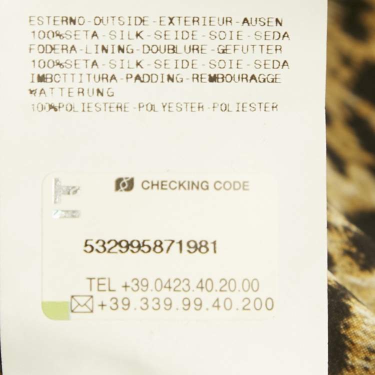 Pre Owned Just Cavalli Brown Animal Printed Silk Puffer jacket M