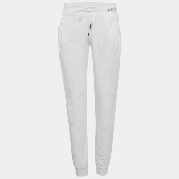 Pre Owned Just Cavalli Beachwear White Terry Joggers M