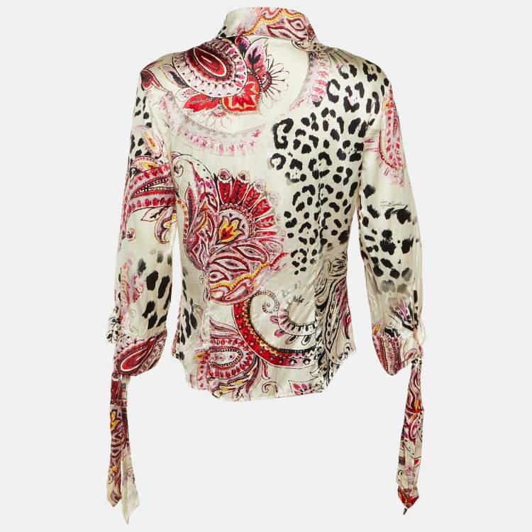 Pre Owned Just Cavalli Multicolor Printed Silk Top M