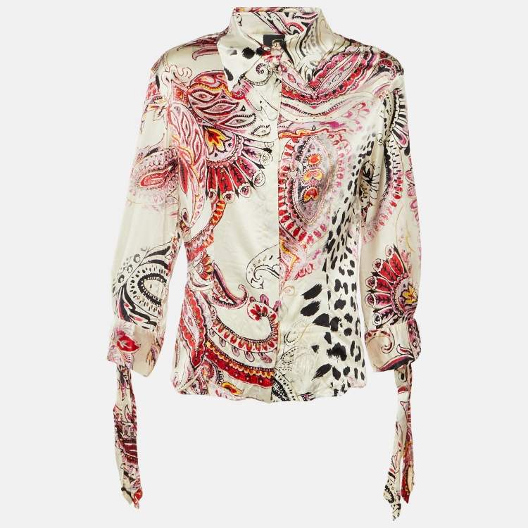 Pre Owned Just Cavalli Multicolor Printed Silk Top M