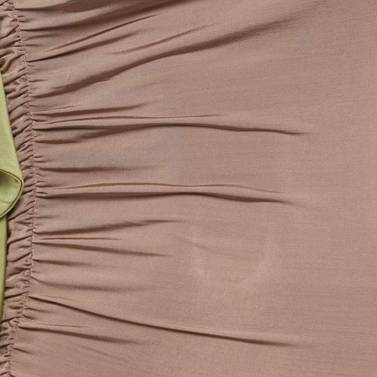 Pre Owned Just Cavalli Green Jersey Side Draped Tie Neck Dress M