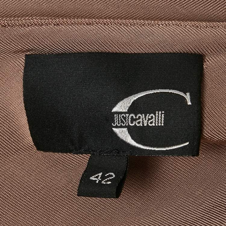 Pre Owned Just Cavalli Green Jersey Side Draped Tie Neck Dress M