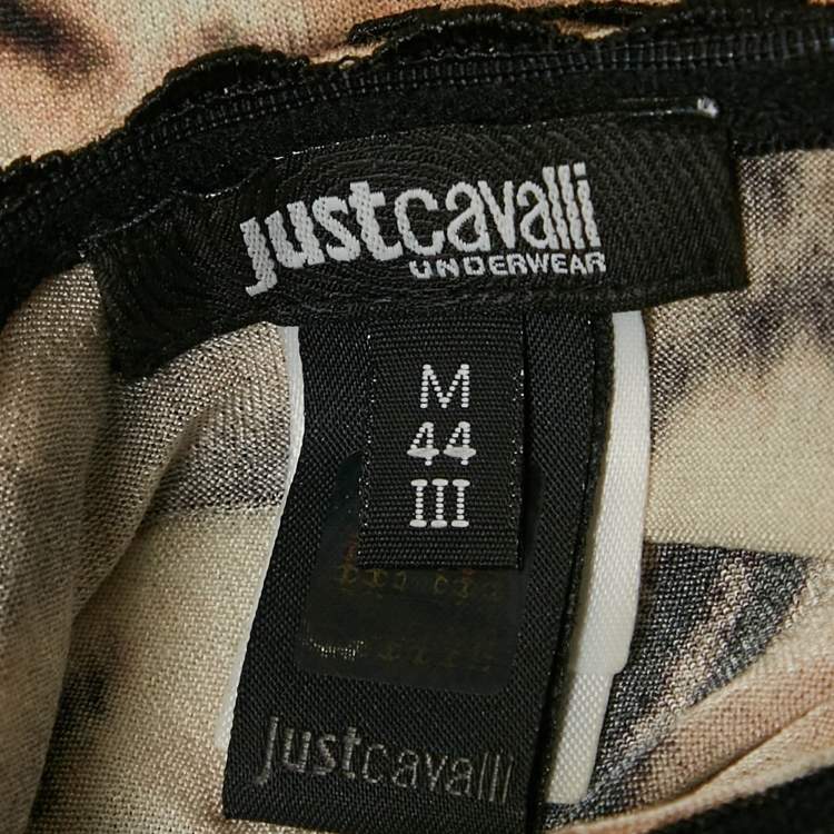 Pre Owned Just Cavalli Underwear Brown Tiger Print Jersey Frilled Camisole M