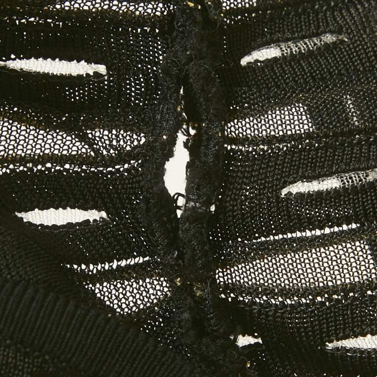 مملوكة مسبقًا Just Cavalli Black Metallic Lurex Knit Gold Stud Maxi Dress M