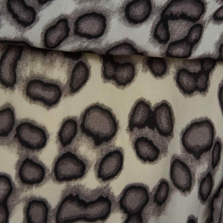 Pre Owned Just Cavalli Leopard Print Crepe Asymmetric Mini Dress S