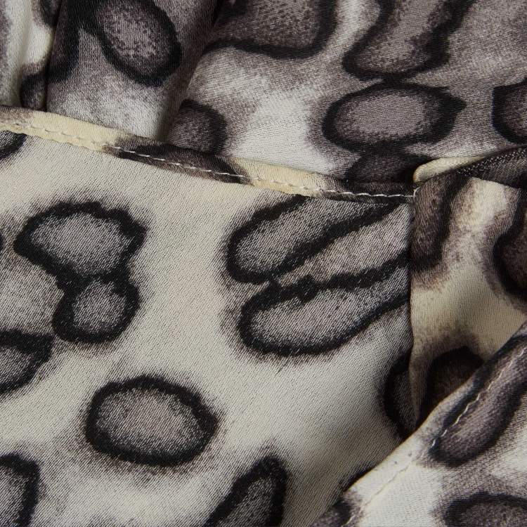 Pre Owned Just Cavalli Leopard Print Crepe Asymmetric Mini Dress S