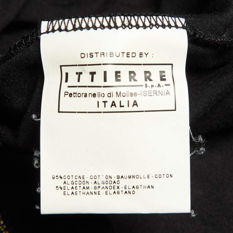 Pre Owned Just Cavalli Black Printed Cotton Long Sleeve Top M