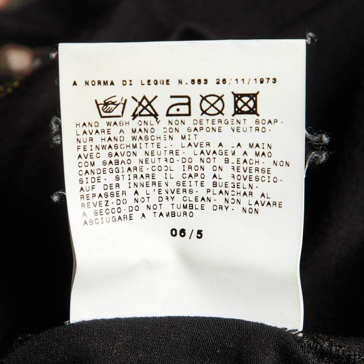 Pre Owned Just Cavalli Black Printed Cotton Long Sleeve Top M