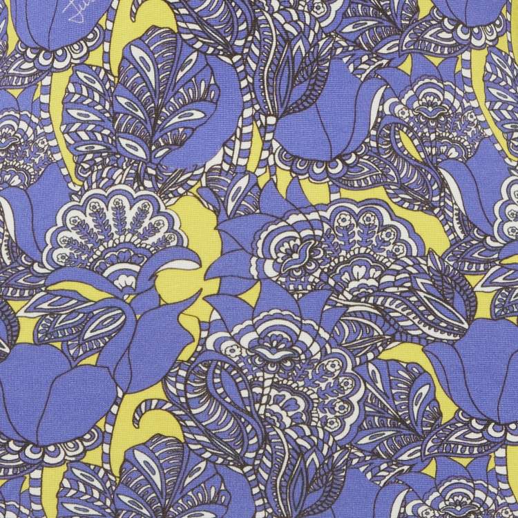 مملوكة مسبقًا Just Cavalli Purple Floral Print Jersey Midi Dress S