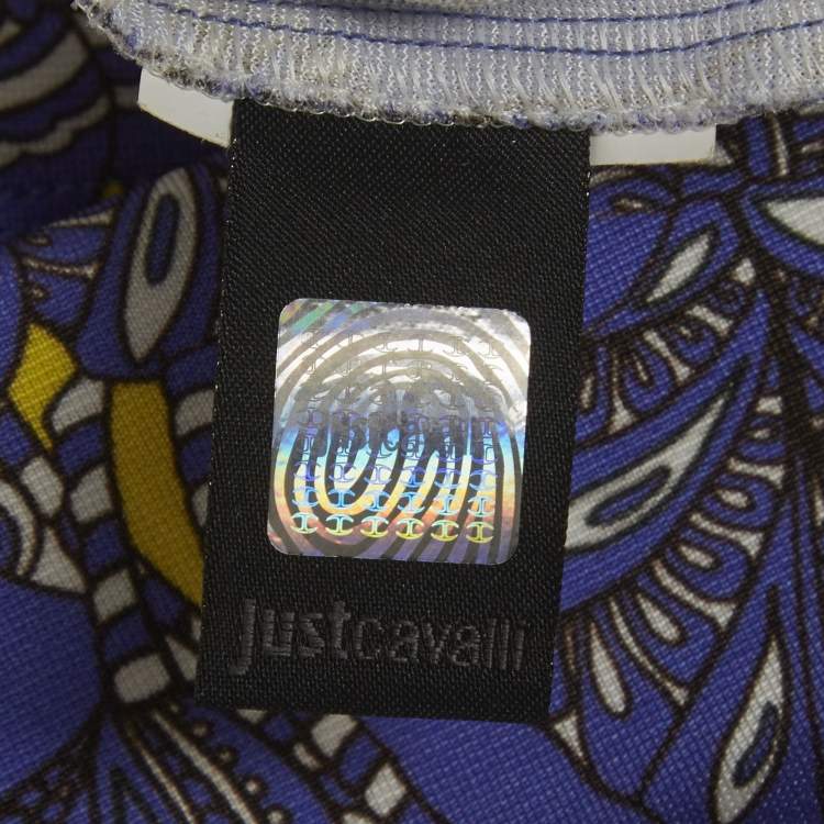 مملوكة مسبقًا Just Cavalli Purple Floral Print Jersey Midi Dress S