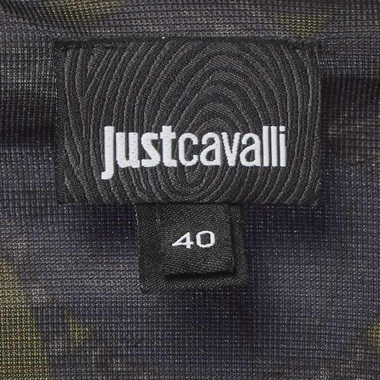 مملوكة مسبقًا Just Cavalli Purple Floral Print Jersey Midi Dress S