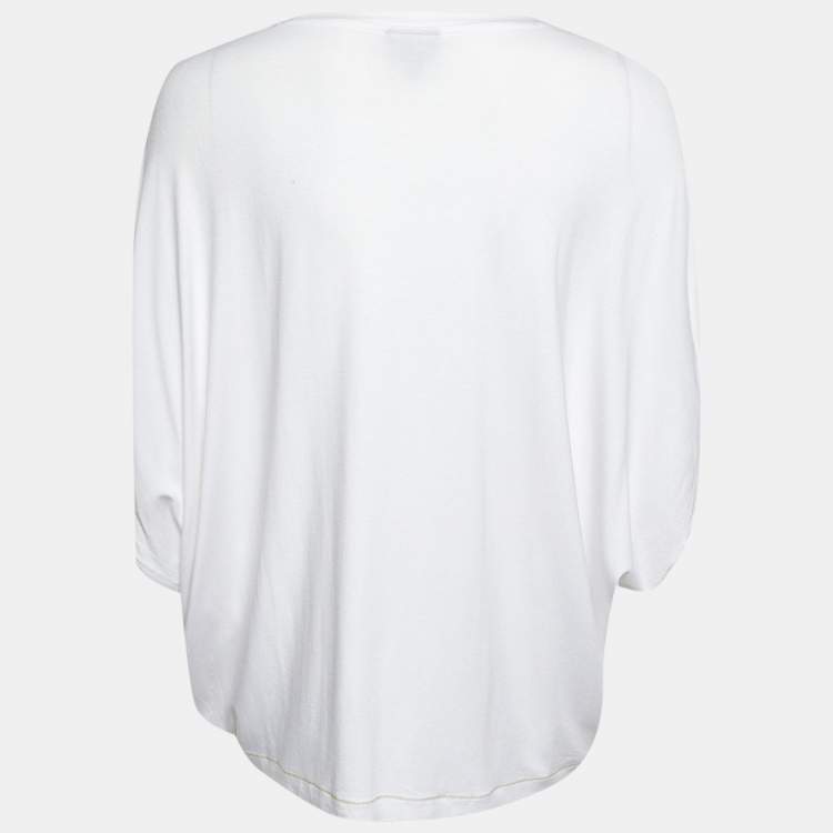 Pre Owned Just Cavalli White Printed Jersey Dolman Sleeve T-Shirt XS