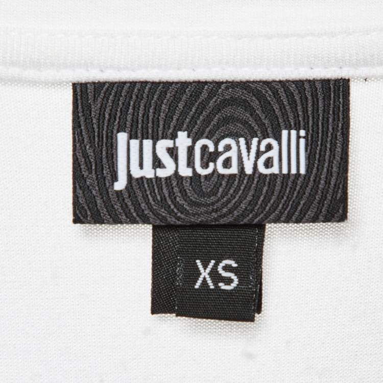 Pre Owned Just Cavalli White Printed Jersey Dolman Sleeve T-Shirt XS