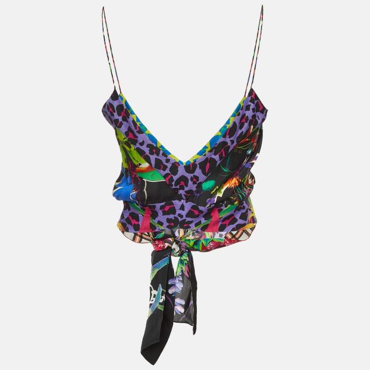 Pre Owned Just Cavalli Multicolor Printed Silk Open Back Camisole Top S