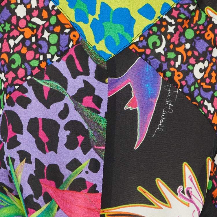 Pre Owned Just Cavalli Multicolor Printed Silk Open Back Camisole Top S