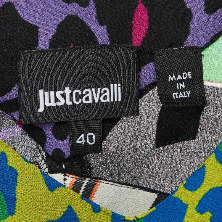 Pre Owned Just Cavalli Multicolor Printed Silk Open Back Camisole Top S