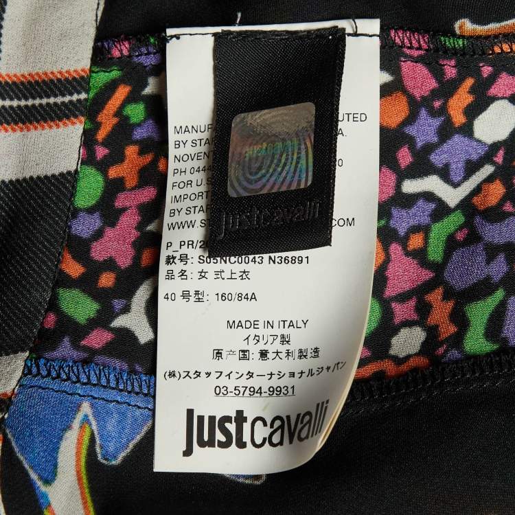 Pre Owned Just Cavalli Multicolor Printed Silk Open Back Camisole Top S
