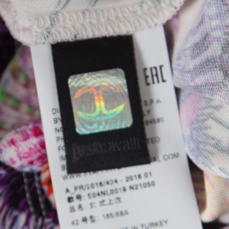 مملوكة مسبقًا Just Cavalli Multicolor Shell Printed Jersey Cowl Neck Sleeveless Top M