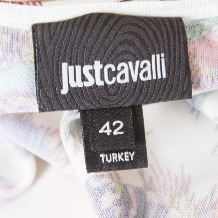 مملوكة مسبقًا Just Cavalli Multicolor Shell Printed Jersey Cowl Neck Sleeveless Top M