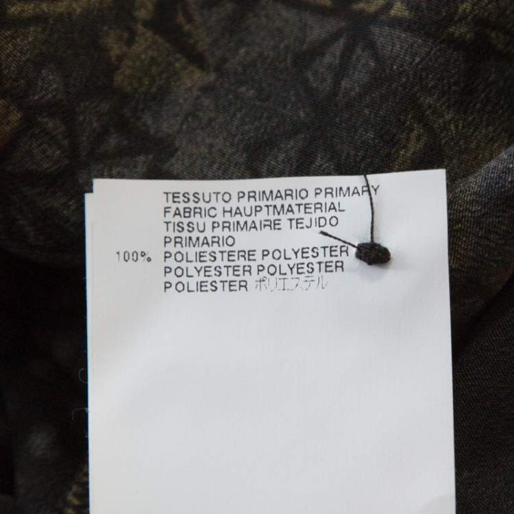 Pre Owned Just Cavalli Black Geometric Print Belted Long Sleeve Dress M