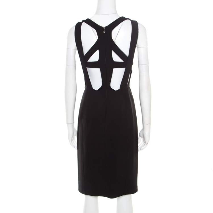Pre Owned Just Cavalli Black Knit Cutout Back Detail Sleeveless Midi Dress S