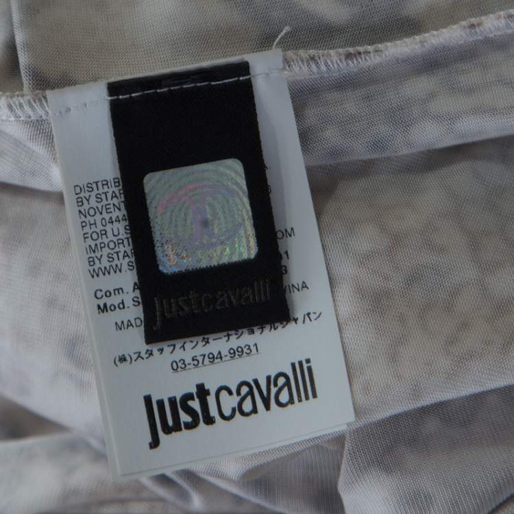 Pre Owned Just Cavalli Brown and Beige Python Scale Printed Jersey Dress XL