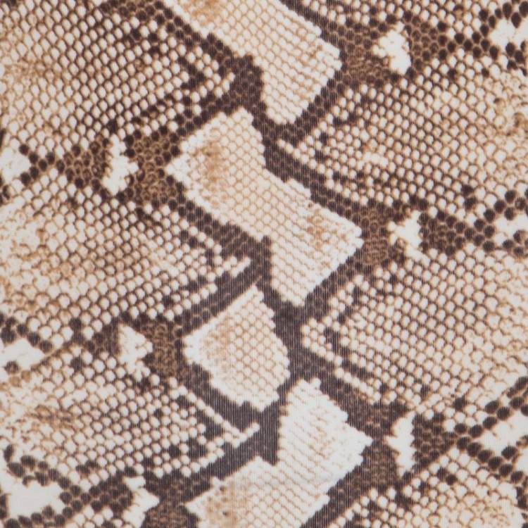 Pre Owned Just Cavalli Brown and Beige Python Scale Printed Jersey Dress XL