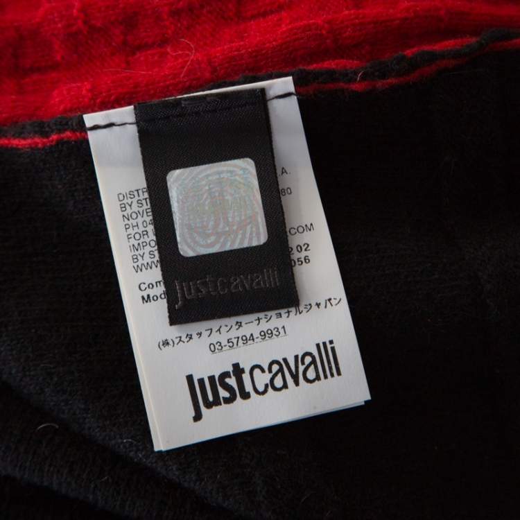 Pre Owned Just Cavalli Bicolor Textured Knit Wool Button Front Cardigan XS
