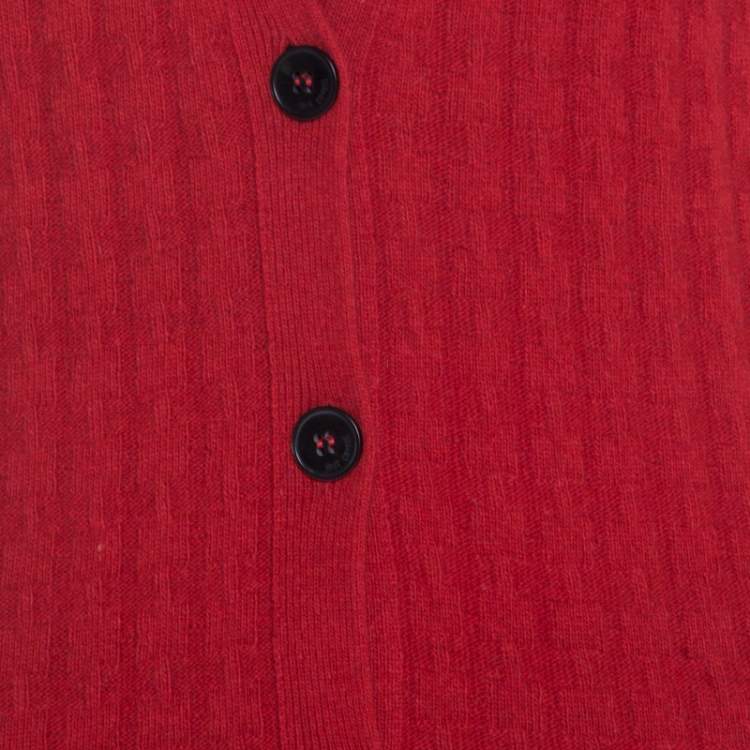 Pre Owned Just Cavalli Bicolor Textured Knit Wool Button Front Cardigan XS