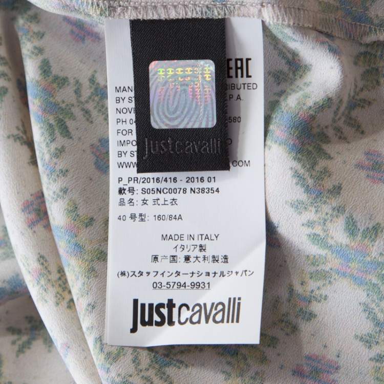 Pre Owned Just Cavalli Beige Floral Print Sleeveless Peplum Top S