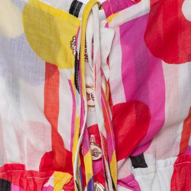 مملوكة مسبقًا Just Cavalli Multicolor Geometric Print Cotton Voile Sleeveless Dress M