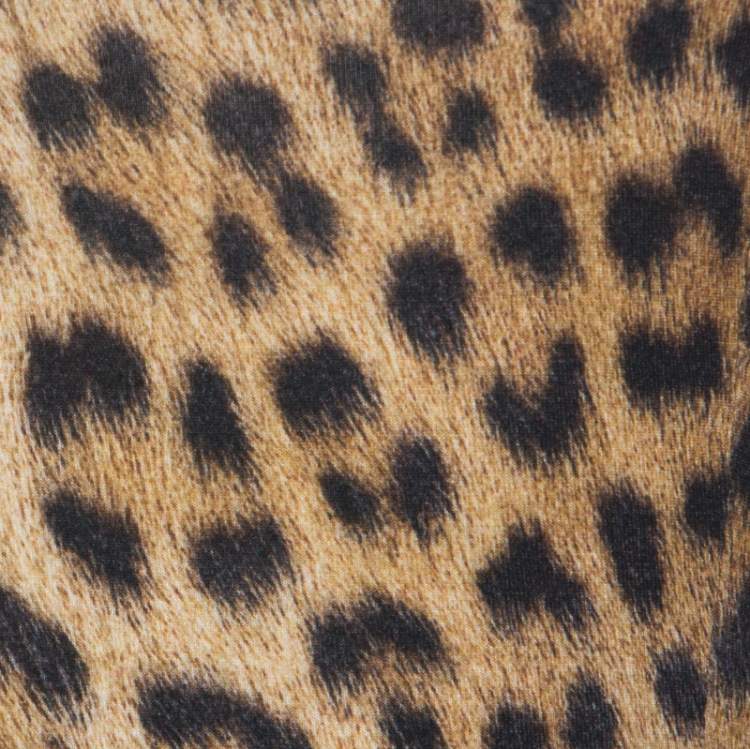 Pre Owned Just Cavalli Multicolor Leopard Print Fitted Three Quarter Sleeve Dress S