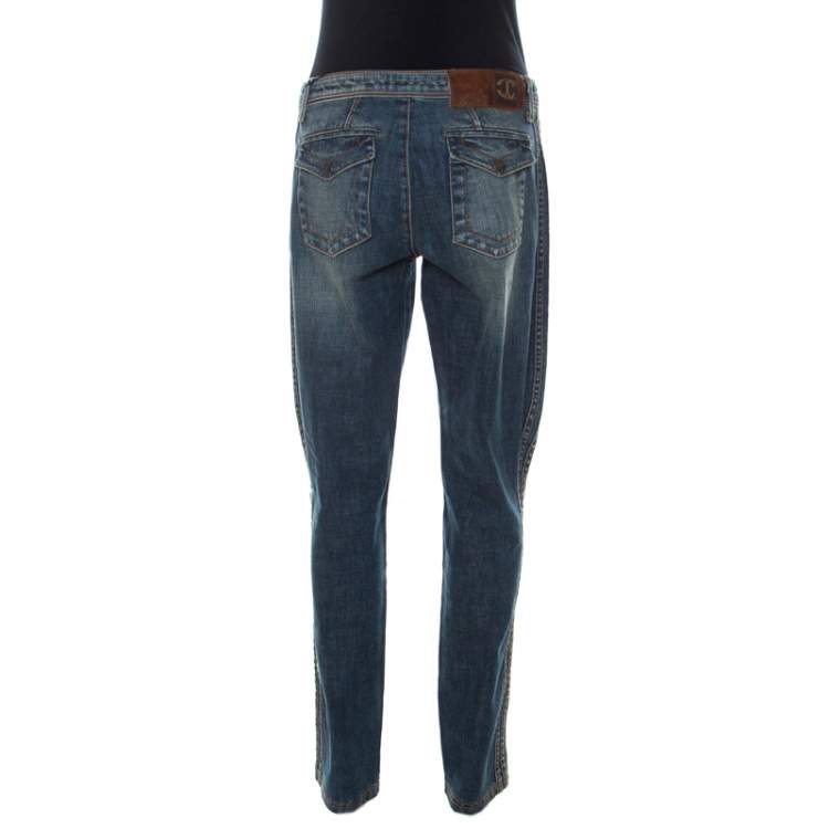 Pre Owned Just Cavalli Indigo Faded Denim Straight Fit Jeans M