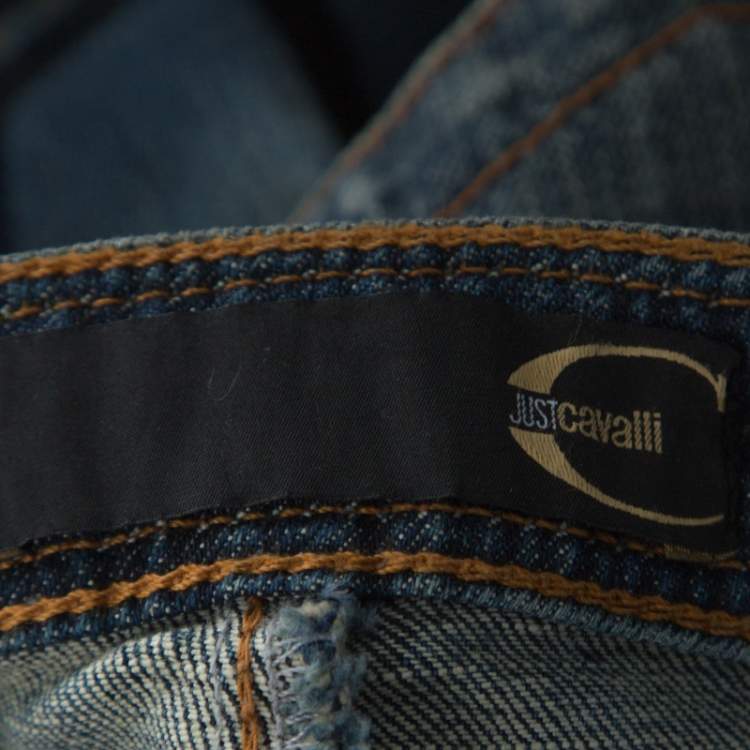 Pre Owned Just Cavalli Indigo Faded Denim Straight Fit Jeans M