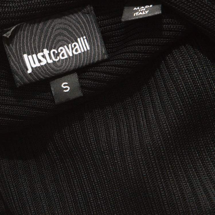 Pre Owned Just Cavalli Black Knit Waist Tie Detail Asymmetric Cardigan S