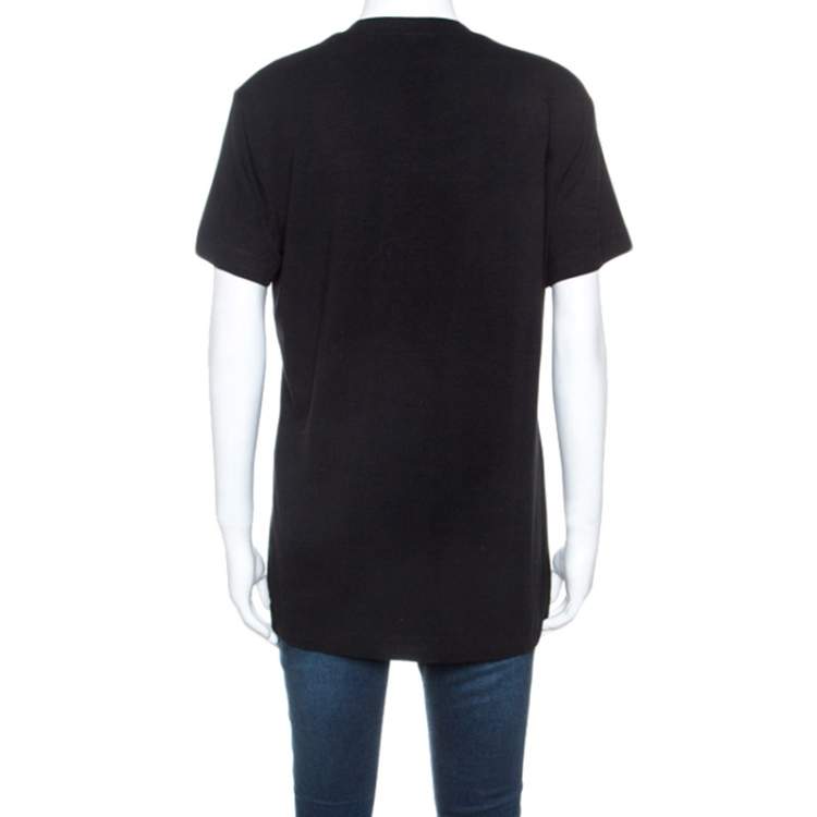 مملوكة مسبقًا Just Cavalli Black Logo Print Jersey Oversized T-shirt XXS