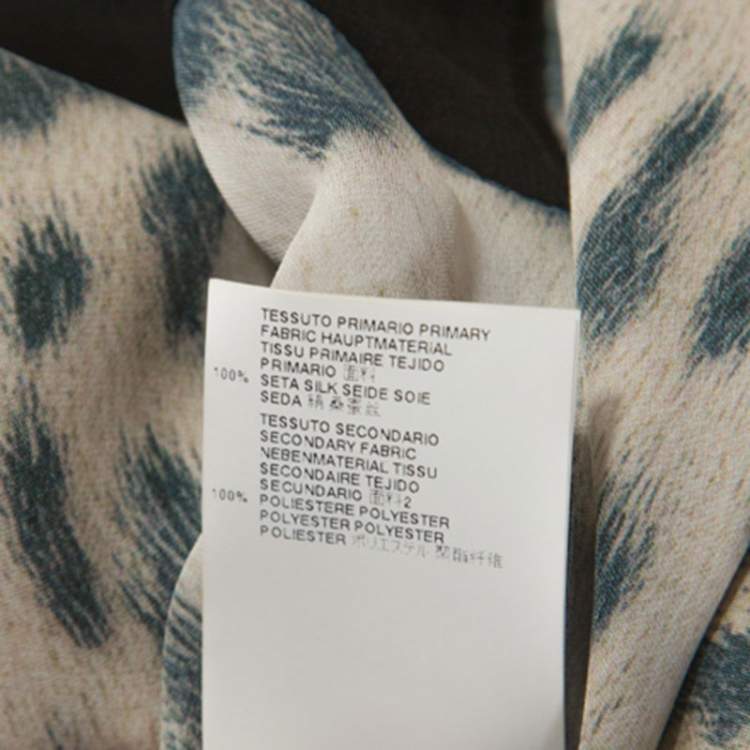 مملوكة مسبقًا Just Cavalli Beige Leopard Print Silk Contrast Trim Detail Blouse S