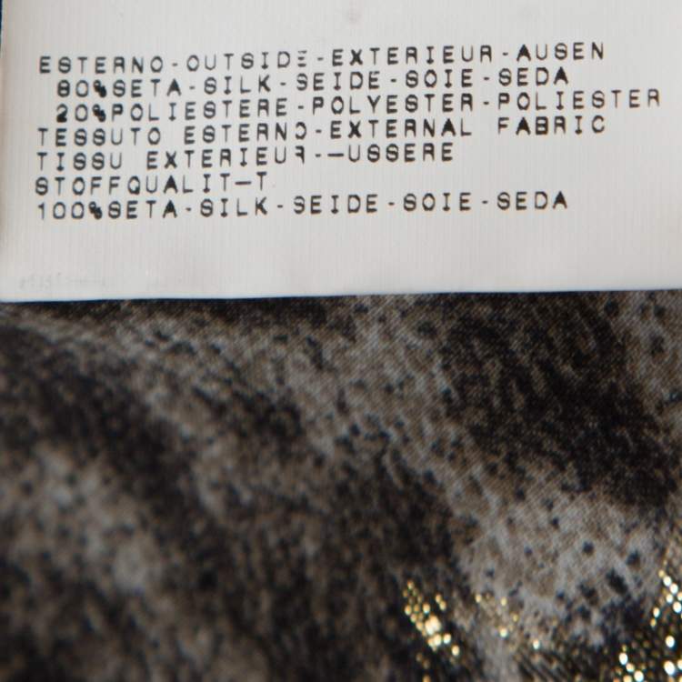 Pre Owned Just Cavalli Beige Leopard Print Silk Lurex Jacquard Detail Blouse M
