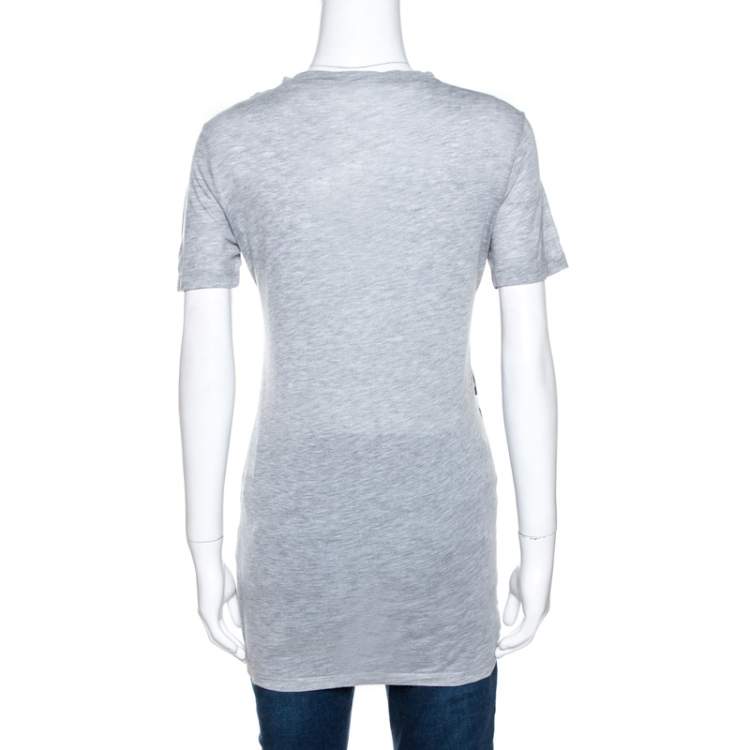 Pre Owned Just Cavalli Grey Graphic Logo Print Modal T-Shirt M