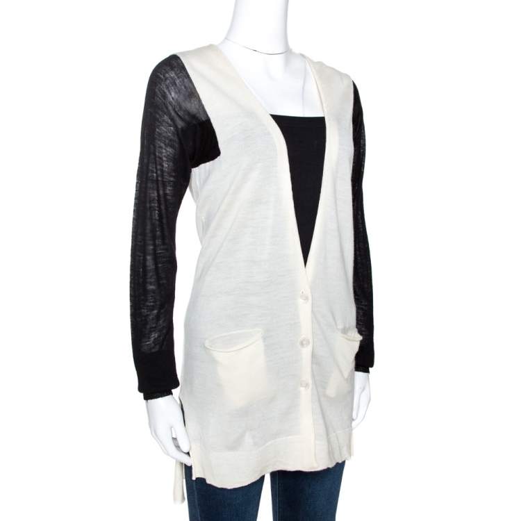 Pre Owned Just Cavalli Bicolor Wool Knit Button Front Cardigan M