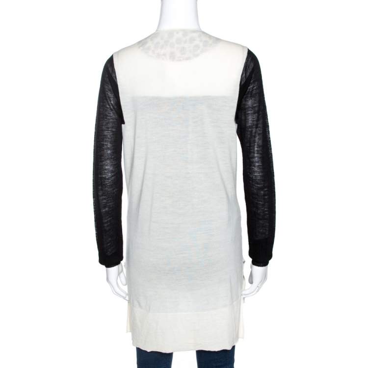 Pre Owned Just Cavalli Bicolor Wool Knit Button Front Cardigan M